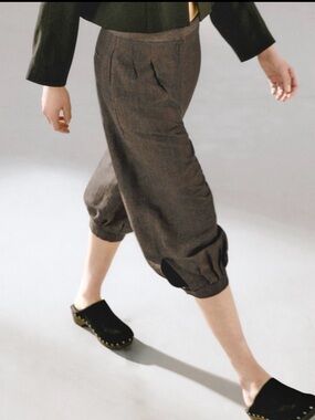 Massimo Dutti Linen blend balloon capris | Brown | 8 | NWT